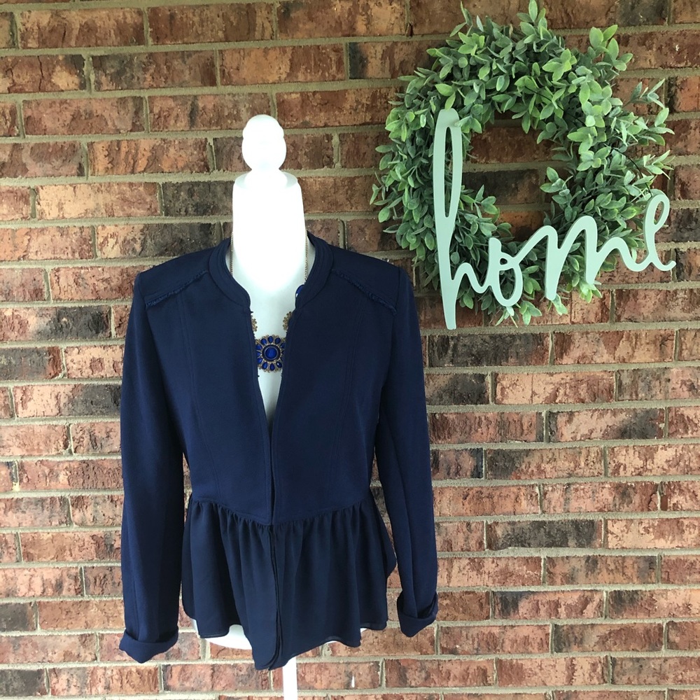 { KATE ROSY } Blue Lightweight Ruffle Blazer